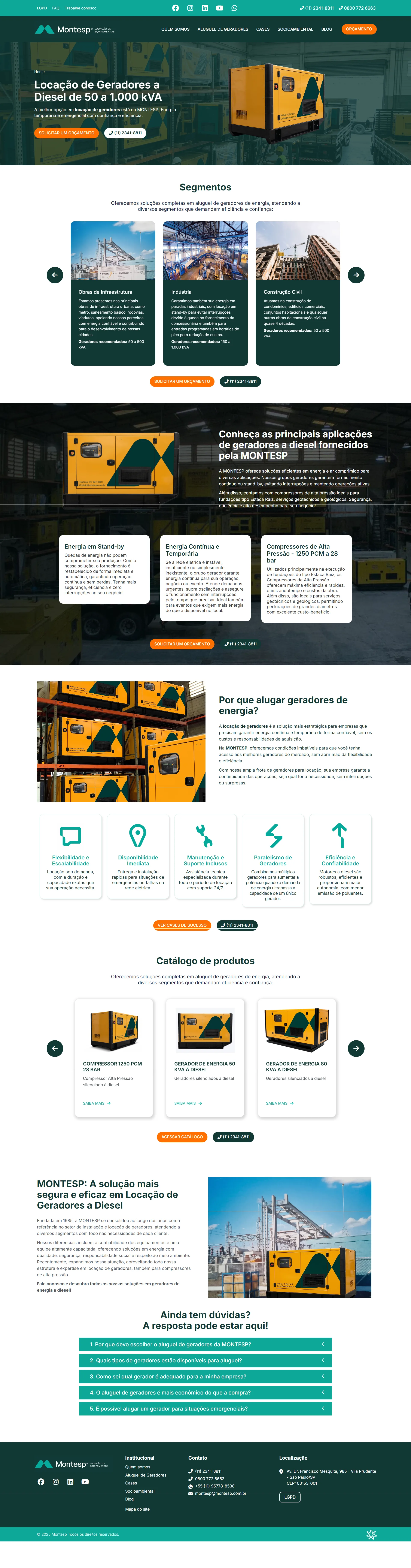 MONTESP — Locação de Geradores a Diesel